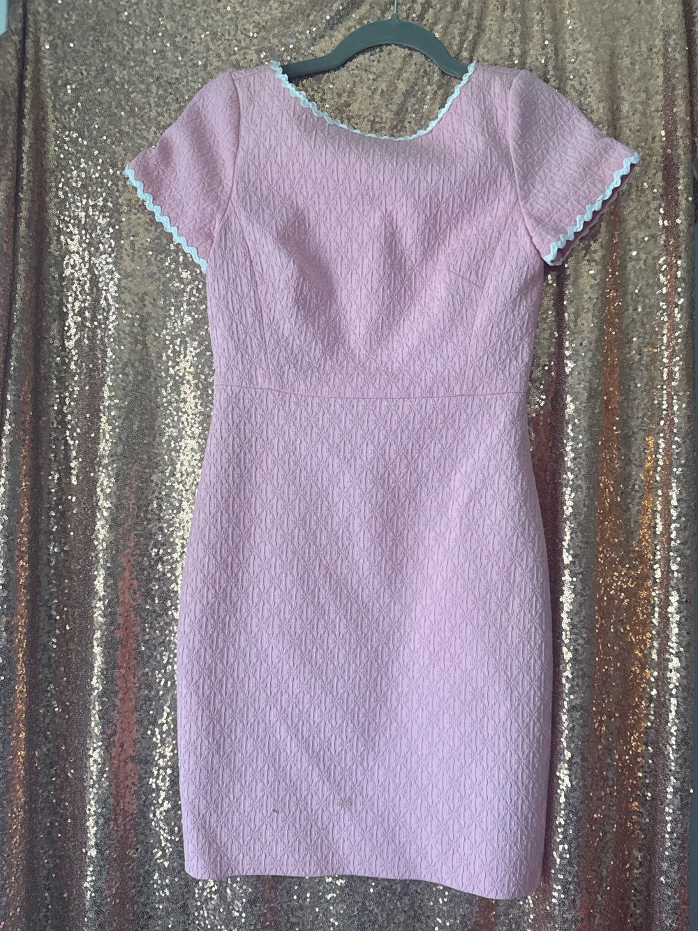 JCREW Pink Textured Sheath Dress with Scalloped Trim